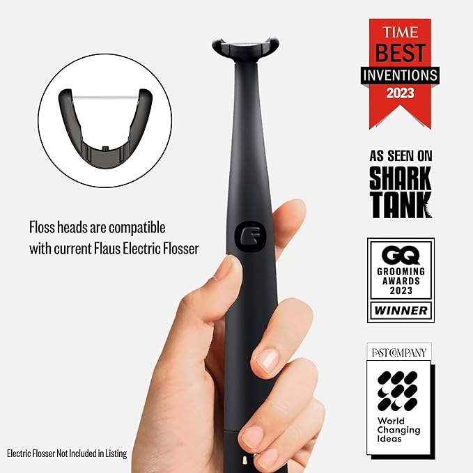 FLAUS Electric Flosser Refills (Shark Tank) 90ct Dental Floss Heads w/Extra Strong Woven Floss - No Break, Ultra Durable Refillable Floss Picks, Easy Glide Flossing Dentist Recommended Tooth Flossers