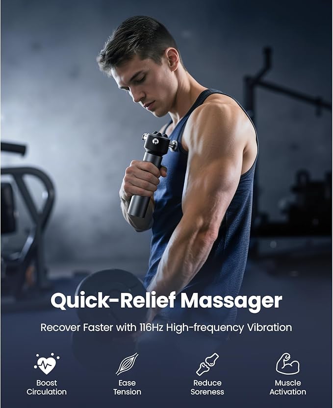 BOB AND BRAD VibeFlow Vibration Therapy Massager, FSA Eligible/HSA Eligible, 116Hz Muscle Massage Gun Deep Tissue for Pain Relief, Portable Handheld Massage Gun for Full Body Trigger Point, Ideal Gift
