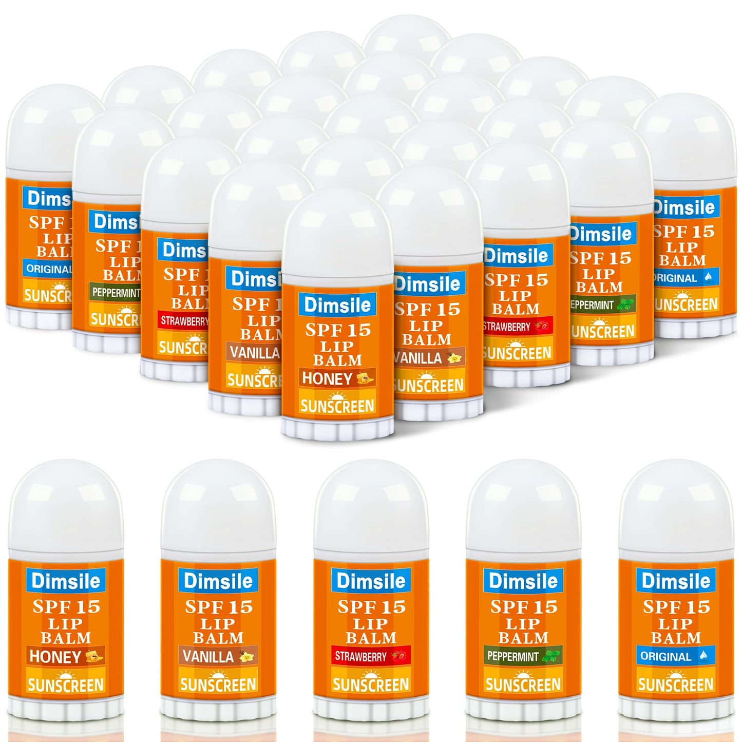 Dimsile 50 Pcs Mini Sunscreen Lip Balms Bulk Spf 15 Lip Balms Sticks with Sunscreen Teacher Nurse Volunteer Employee Appreciation Gifts Bulk Staff Team End of Year Coworkers Gifts for Women Men