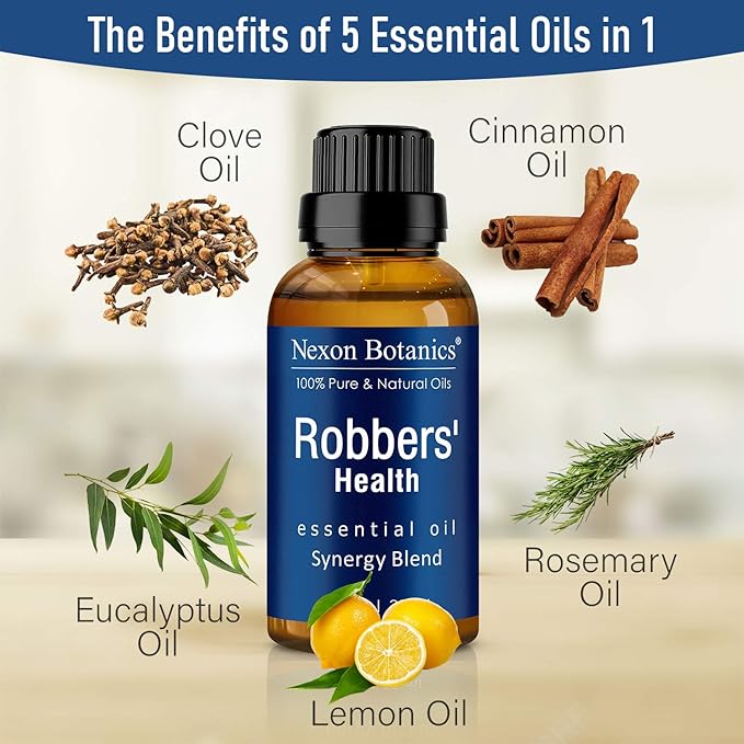 Robbers' Health Essential Oil Blend 30 ml - Immunity Boosting Thieves Oil - Natural Fighter Shield Against Impurities - Nexon Botanics