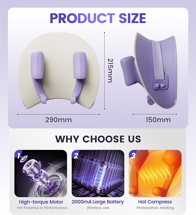 Electric Massage Pillow,Designed for Neck Massage with red Light Heating Function, relieves Neck Pain and Headache.