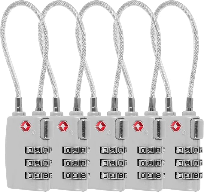 5Pcs Luggage Locks 3 Digit Travel Combination Locks Portable Small Combination Padlocks Zinc Alloy Suitcase Locks for Travel Bag Suitcase Lockers Backpack,Silver