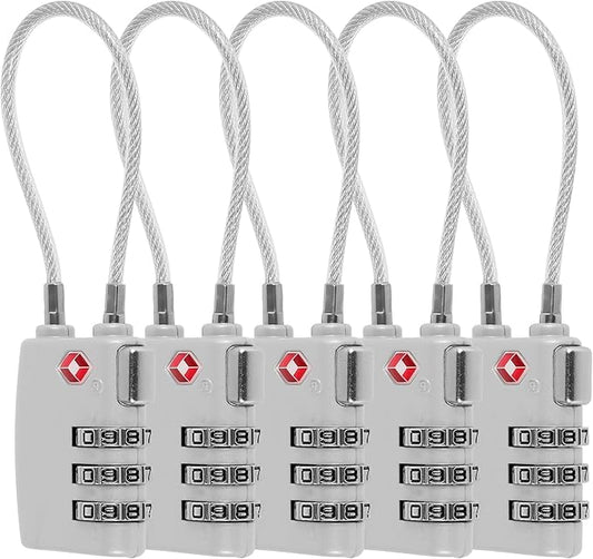5Pcs Luggage Locks 3 Digit Travel Combination Locks Portable Small Combination Padlocks Zinc Alloy Suitcase Locks for Travel Bag Suitcase Lockers Backpack,Silver
