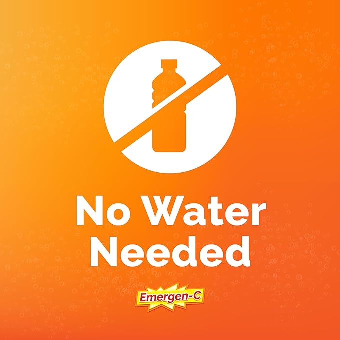 Emergen-C Crystals, On-the-Go Emergen-C Immune Support Supplement with Vitamin C, B Vitamins, Zinc and Manganese, Orange Vitality - 56 Stick Packs