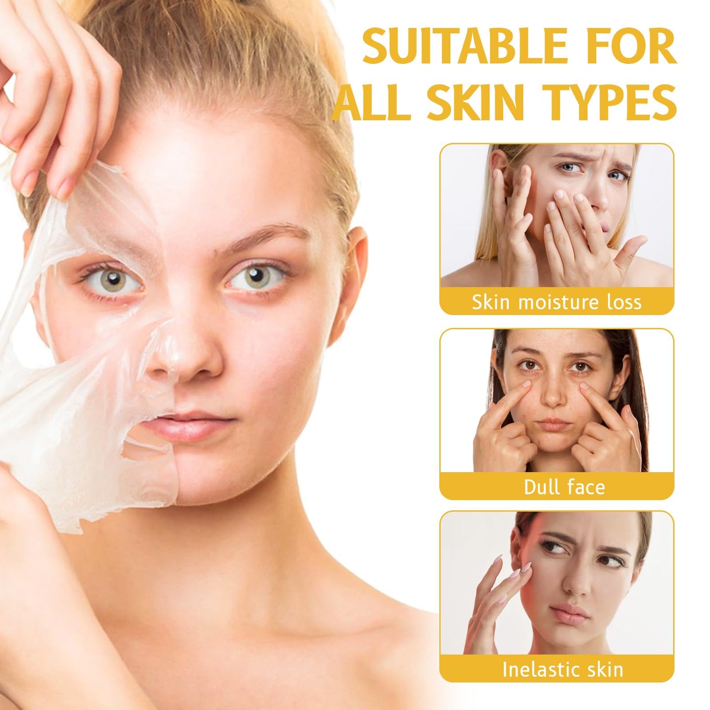 Turmeric Collagen Night Wrapping Mask with Retinol - Hydrating, Firming & Glowing Facial Mask Nourishes Skin, Refines Skin Texture - Turmeric Peel off Mask With Brush for All Skins, 2,53 fl.oz