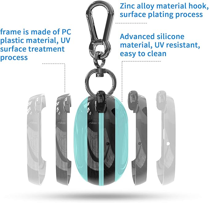 Compatible Powerbeats Pro Case Cover, Full Protective Shockproof Anti-Slip Silicone Case for Beats Powerbeats Pro 2019 (Black Edge+Light Green)