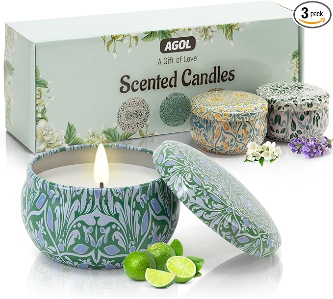 3 Pack Scented Candles Gifts for Women, 2.5 oz Aromatherapy Candles for Home Scented, Natural Soy Candles with Floral Scents, Portable Small Jar Candles Set Gifts for Birthday, Mother's Day