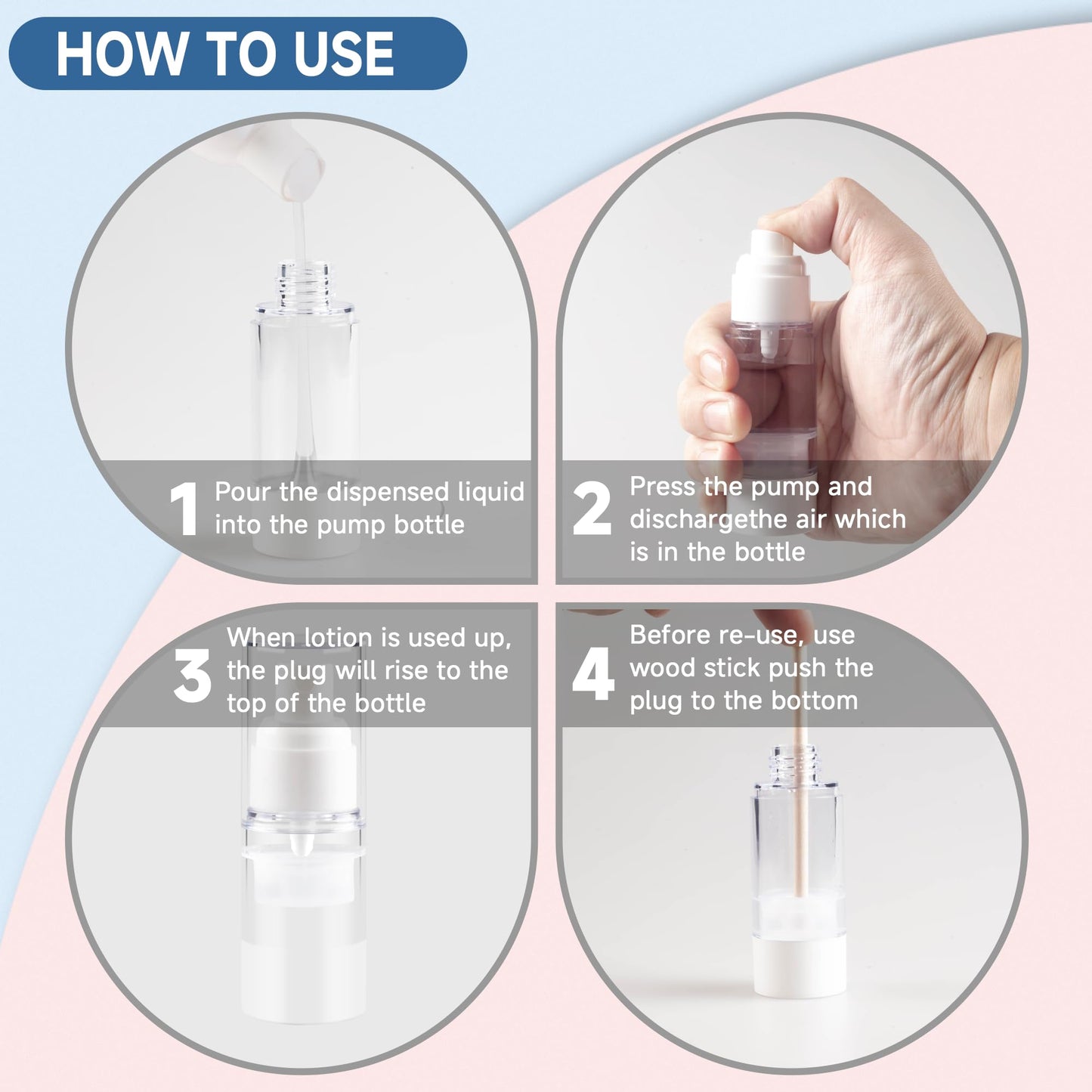 GIVITASOT 1OZ/30ML Airless Pump Small Spray Bottle, 6 Pack Vacuum Travel Spray Bottle, Fine Mist Mini Bottle for Toner Perfume Makeup Water Liquid Makeup Tool