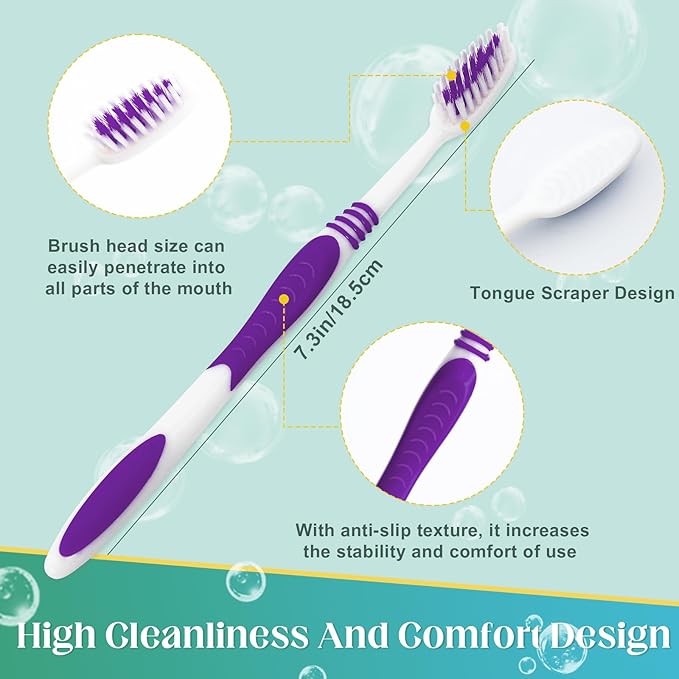 100 Pcs Toothbrush Bulk Disposable, Travel Toothbrushes Pack, Soft Bristle Individually Wrapped and Good Cleaning for Kids, Adult and The Elderly. Suitable for Hotel, Travel, Home, Donated