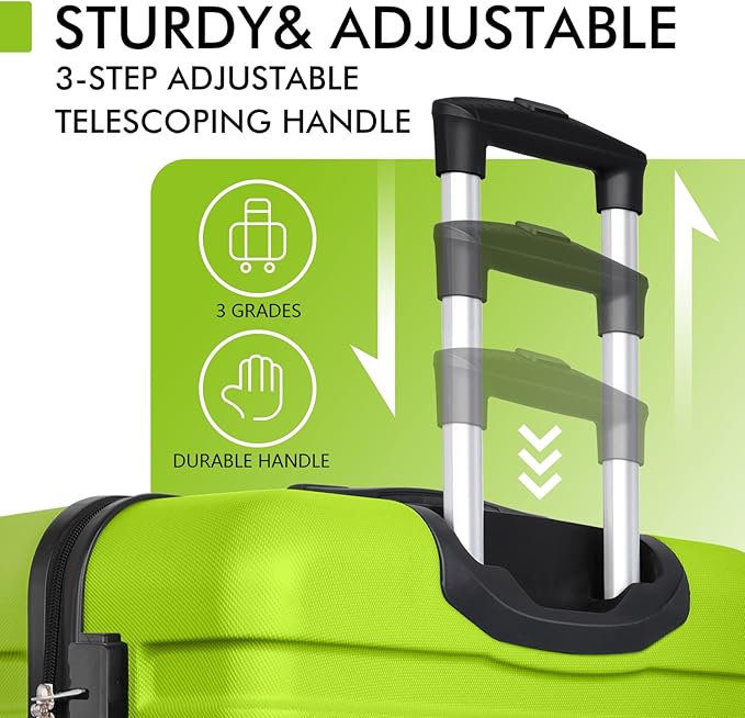 AnyZip Luggage Sets 4 Piece Hardshell Suitcase Set PC ABS Lightweight Travel Suitcases with 4 Double Spinner Wheels TSA Lock 20 24 28 32 Inch Apple Green