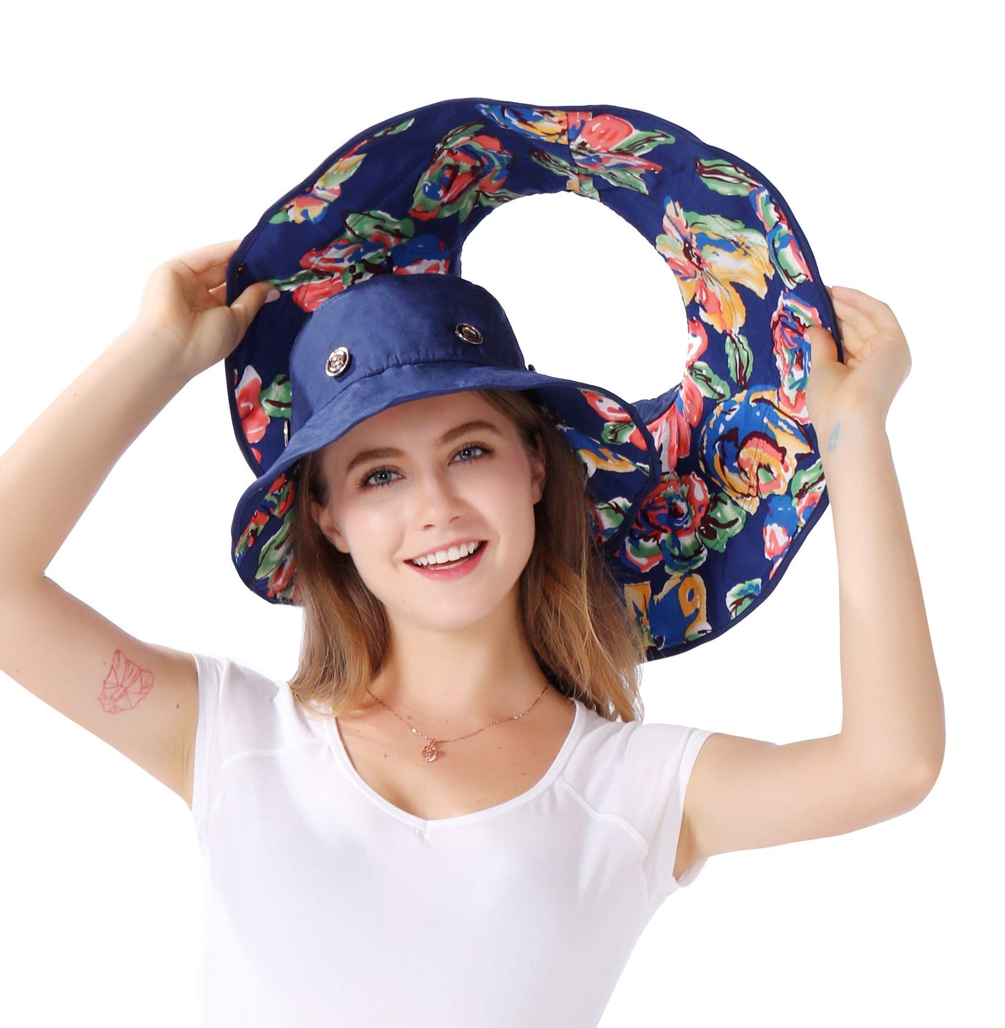 Packable Extra Large Brim Floppy Sun Hat Reversible UPF 50+ Beach Sun Bucket Hat