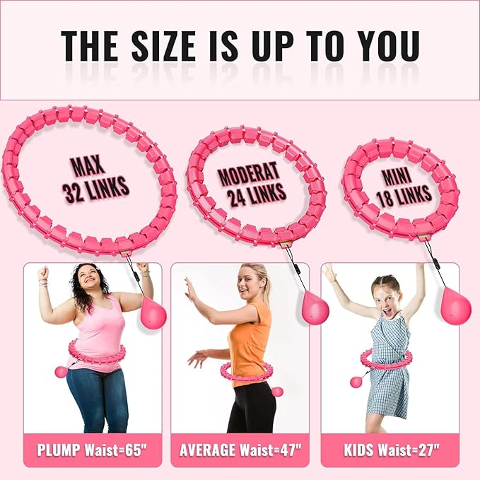 65inch 32 Knots Plus Size Quiet Weighted Hula Infinity Fitness Detachable Hoops Smart Silent Infinity Hula for Women 2 in 1 Waist and Abdominal Workout Hoop