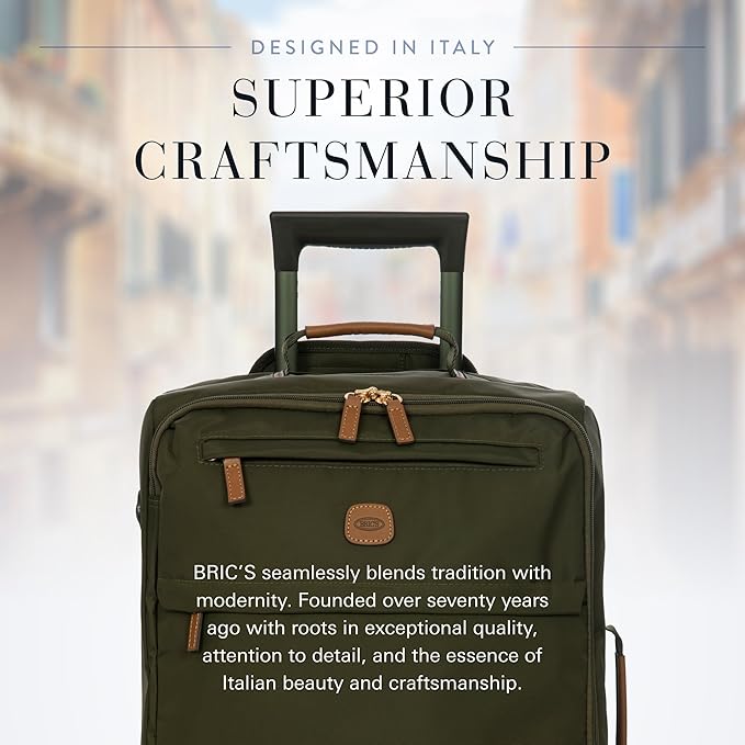 Bric's X Travel - Carry-On Luggage Bag with Spinner Wheels - 21 Inch - Luxury Luggage Bag - Olive