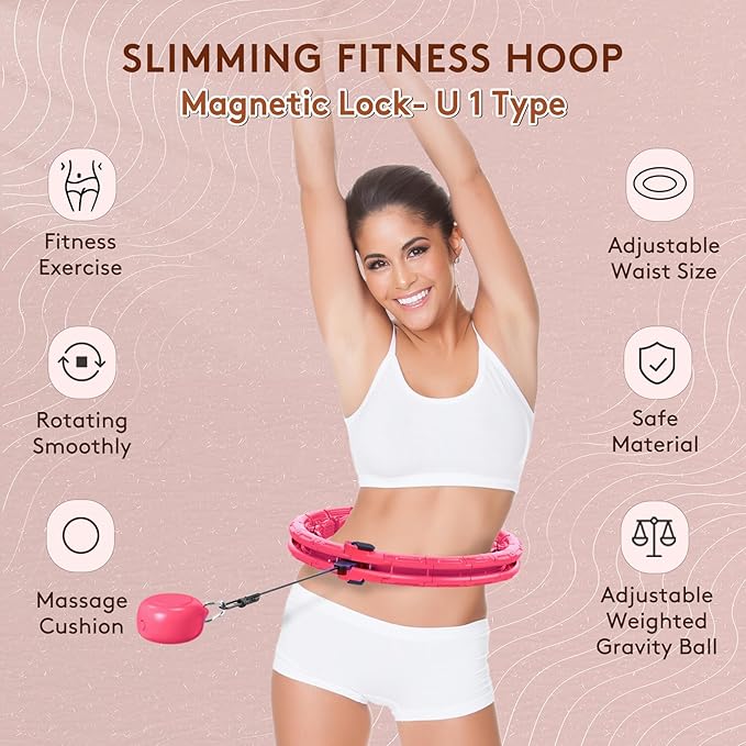 30/12 Knots, Upgraded Magnetic Lock Weighted Hula Hoop for Adults Weight Loss, Infinity Hoop Plus Size, Children Adults Home Outdoors, Fitness Exercise, Abdominal Toner