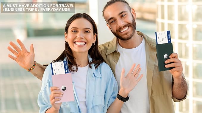 Passport Holder for Men Women Travel, Real Leather Passport Wallet, Handmade Passport Cover Case with Airtag Slot, Travel Must Haves Essentials Accessories Birthday Gifts (Crazy Horse, Blue)