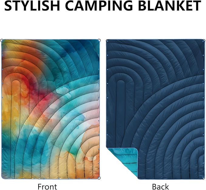Camping Blanket,Puffy Printed Camp Blankets Lightweight Packable for Outdoor Camping,Traveling, Stadium, Hiking, Picnics