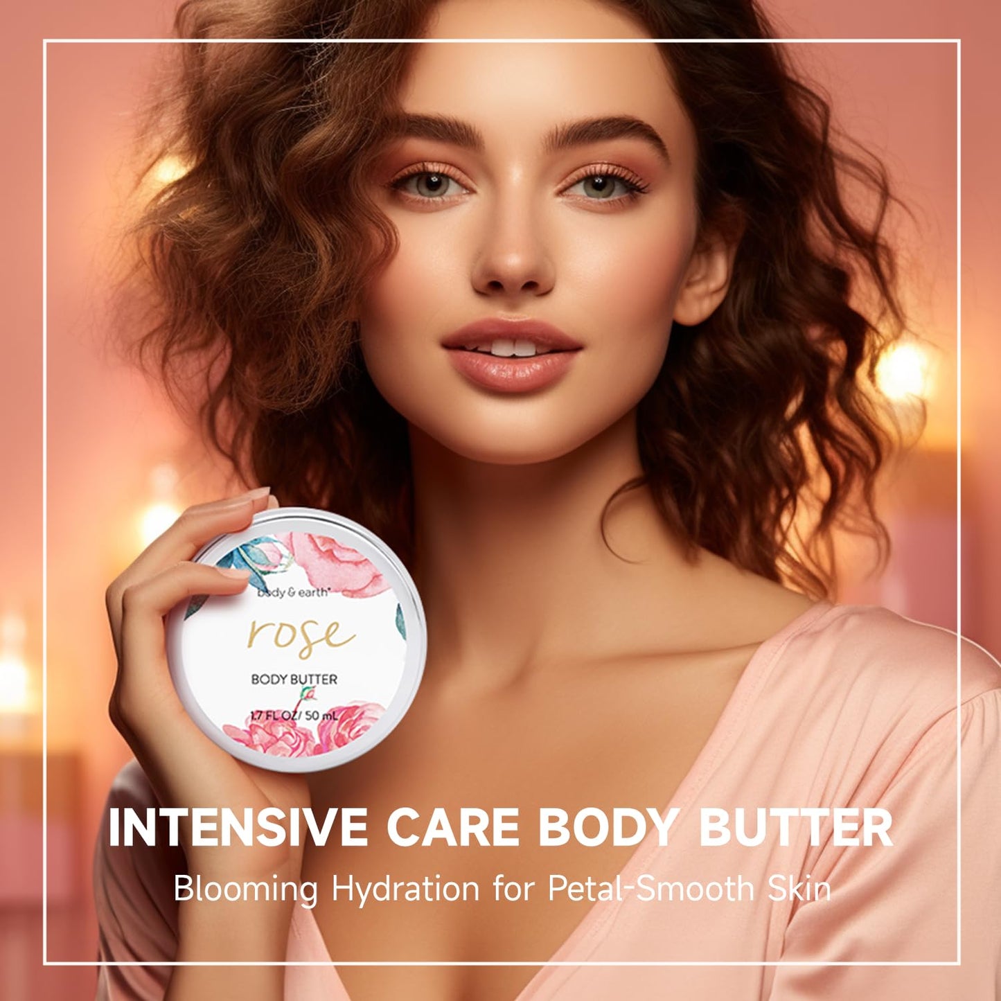 Bath and Body Gift Set for Women, Body & Earth 5 Pcs Rose Spa Gifts for Women, Self Care Kit, Lotion Set for Her,Mothers Day Presents for Mom