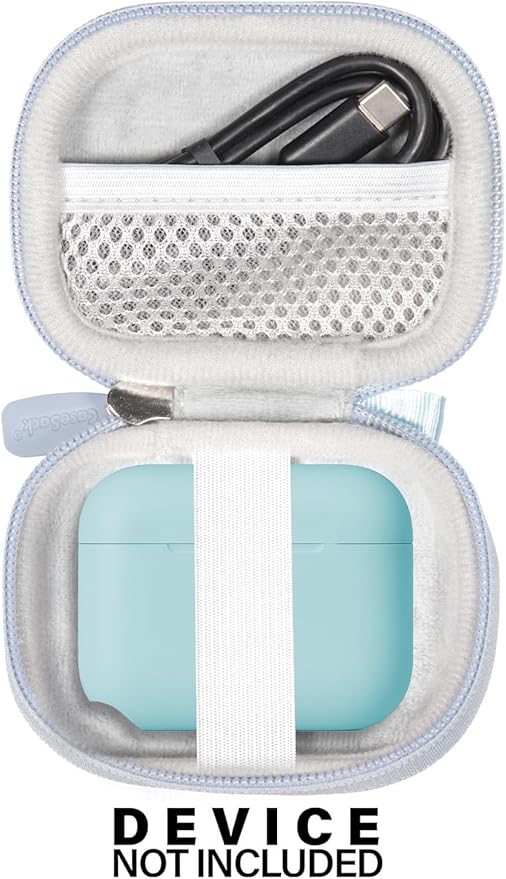 CaseSack Case for JLab Go Pop+,Go Air Pop, Air, Air Tones+/ Tones, JBuds Mini True Wireless Earbuds, Compact Organizer for The Charger case and Charger Cord (Blue)