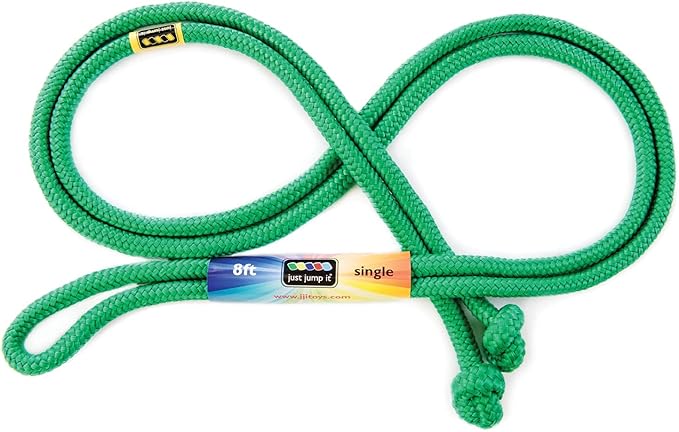 Just Jump It 8' Foot Single Jump Rope for Kids Women and Men - Active Outdoor Youth Fitness Excersing Equipment - Braided Nylon Gym Accessories