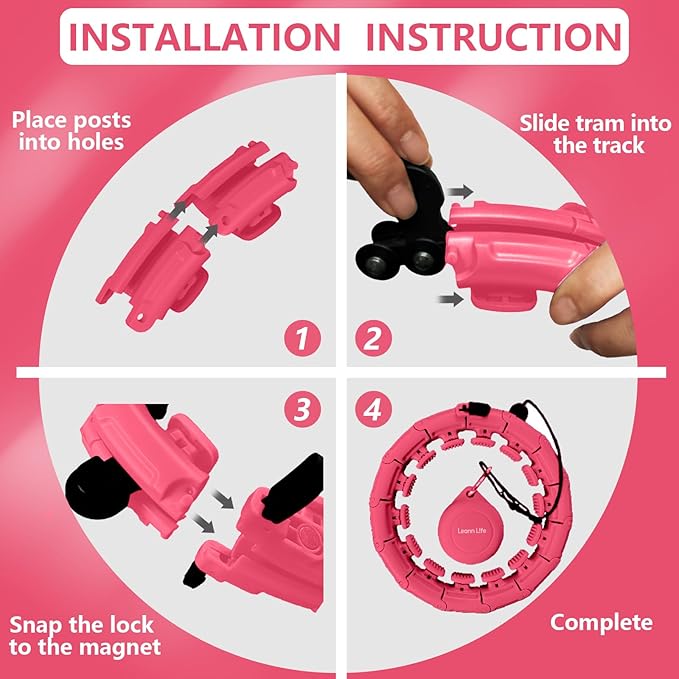 30/12 Knots, Upgraded Magnetic Lock Weighted Hula Hoop for Adults Weight Loss, Infinity Hoop Plus Size, Children Adults Home Outdoors, Fitness Exercise, Abdominal Toner