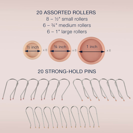 Conair Double Ceramic Hot Rollers for Long, Medium, and All Hair - Hair Curler - Hair Roller Clips Included - 1/2 inch, 3/4 inch, and 1 inch Rollers