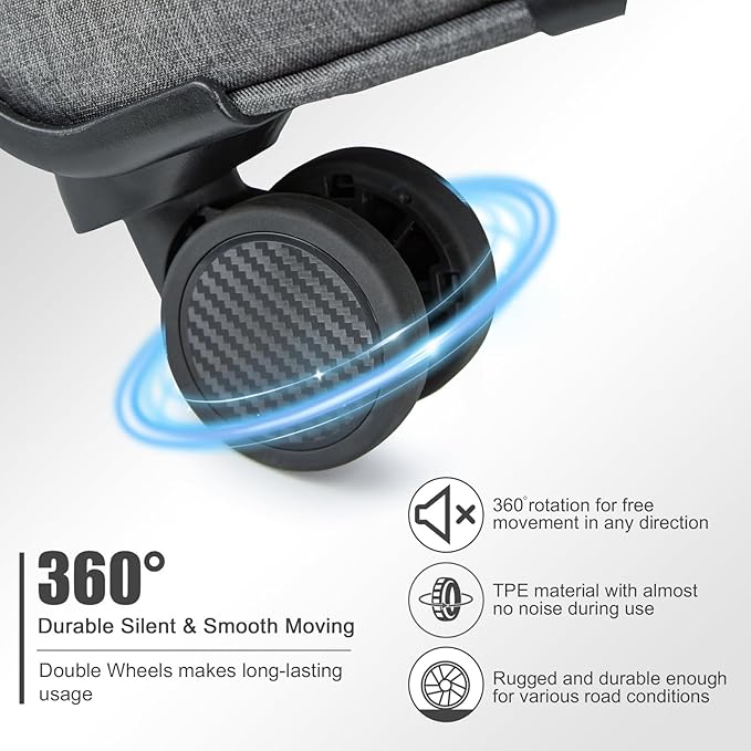 Kono 20 Inch Softside Carry On Luggage Airline Approved 20 Inch Spinner Wheels Lightweight Waterproof Suitcase with TSA Lock for Business Travel (Small, Grey)