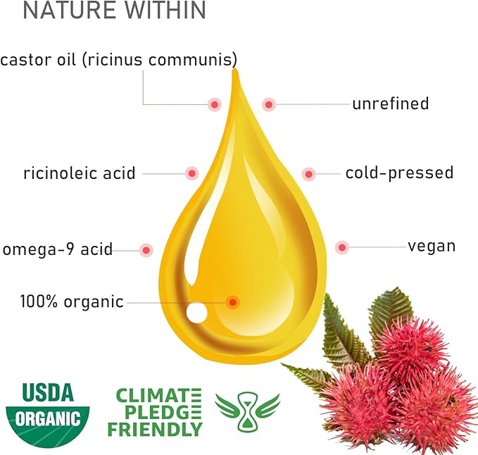 Castor Oil Pack Wrap 11.02 * 6.29in Large Self-Adhesive with 4Oz Organic Castor Oil Cold Pressed USDA Certified