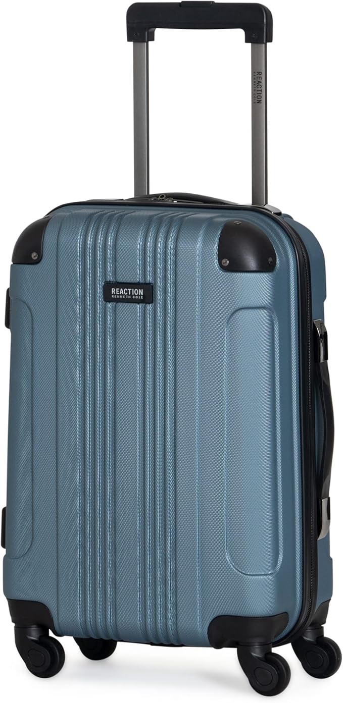 Kenneth Cole REACTION Out of Bounds Lightweight Hardshell 4-Wheel Spinner Luggage, Granite Blue, 24-Inch Checked