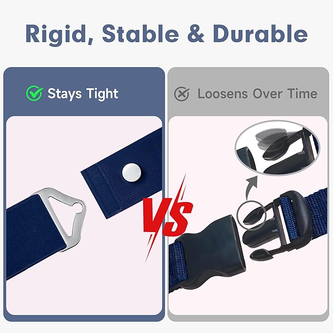 2-in-1 Travel Belt for Luggage Over Handle, Luggage Belt for Carry on Bag, Suitcase Straps, Add a Bag Bungees Luggage Straps Adjustable with Alloy Buckle,Hands-Free for Airport (Blue, 2 Pack)