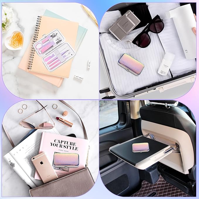Aceoce Manicure Set Women Nail Clippers Professional Manicure Pedicure Kit Stainless Steel Nail Cutters Grooming Kit Personal Care Tools with Travel Case Gift for Women Gradual Purple