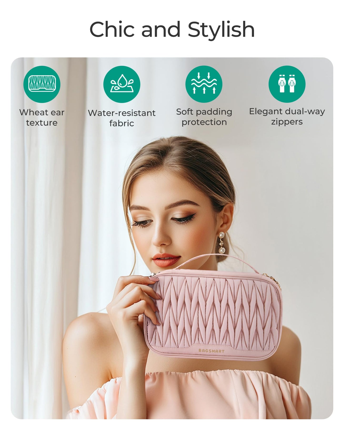 BAGSMART Travel Jewelry Case Jewelry Organizers and Storage Earings Holder Organizer for Women Necklace Holder Jewelry Rolls for Necklaces, Earrings, Bracelets-Black