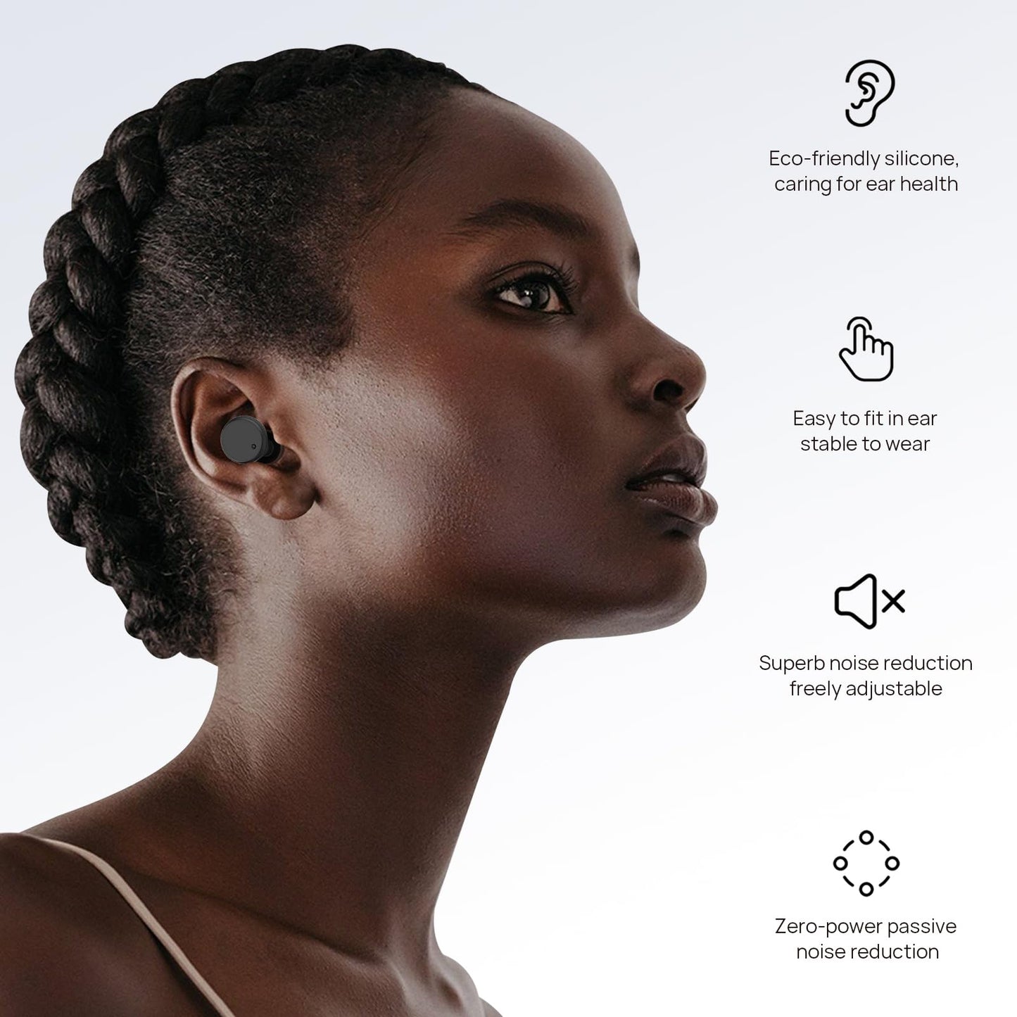 Switchable Concert Ear Plugs for Noise Reduction， Adjustable Earplugs, Multi-Size Silicone Earbuds, 3 Noise Relief Modes for Focus, Study, Work and Travel, Hearing Protection, Reusable Ear Plugs