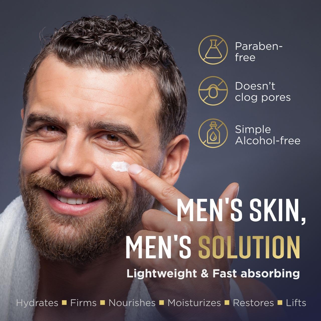 PENEBELLA Mens Face Moisturizer - Deep Hydrating & Anti Aging Mens Lotion | Made in Europe | Vitamin C+E, Elastin, Hyaluronic 4D - Mens Face Cream for Daily Use - Eye, Face & Neck Mens Skin Care