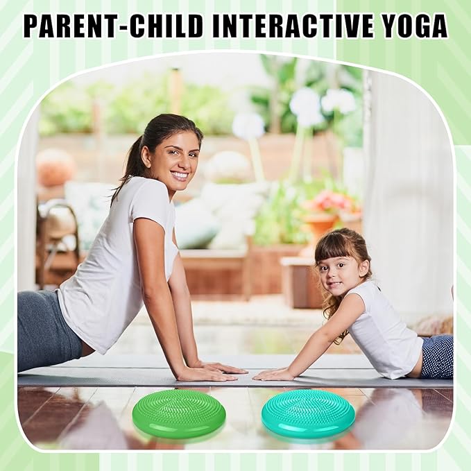 2 Pcs Wiggle Seat Inflated Wobble Cushion Flexible Balance Disc with Air Pump for Core Stability Strengthening Improving Posture Physical Exercise