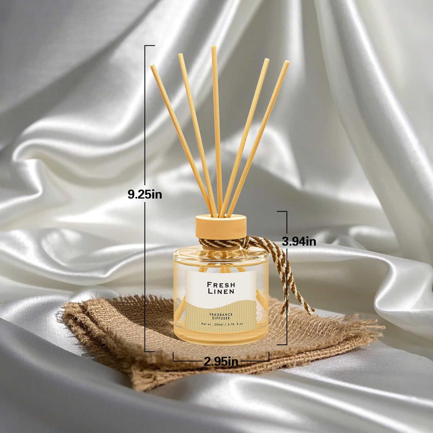 BEHAZEER Linen Reed Diffuser, 6.77OZ/200ML Large Capacity Natural Non-Toxic Oil, Long-Lasting Fragrance Reed Diffusers Set for Home and Bathroom, Aroma with 5 Reed Diffuser Sticks Gifts
