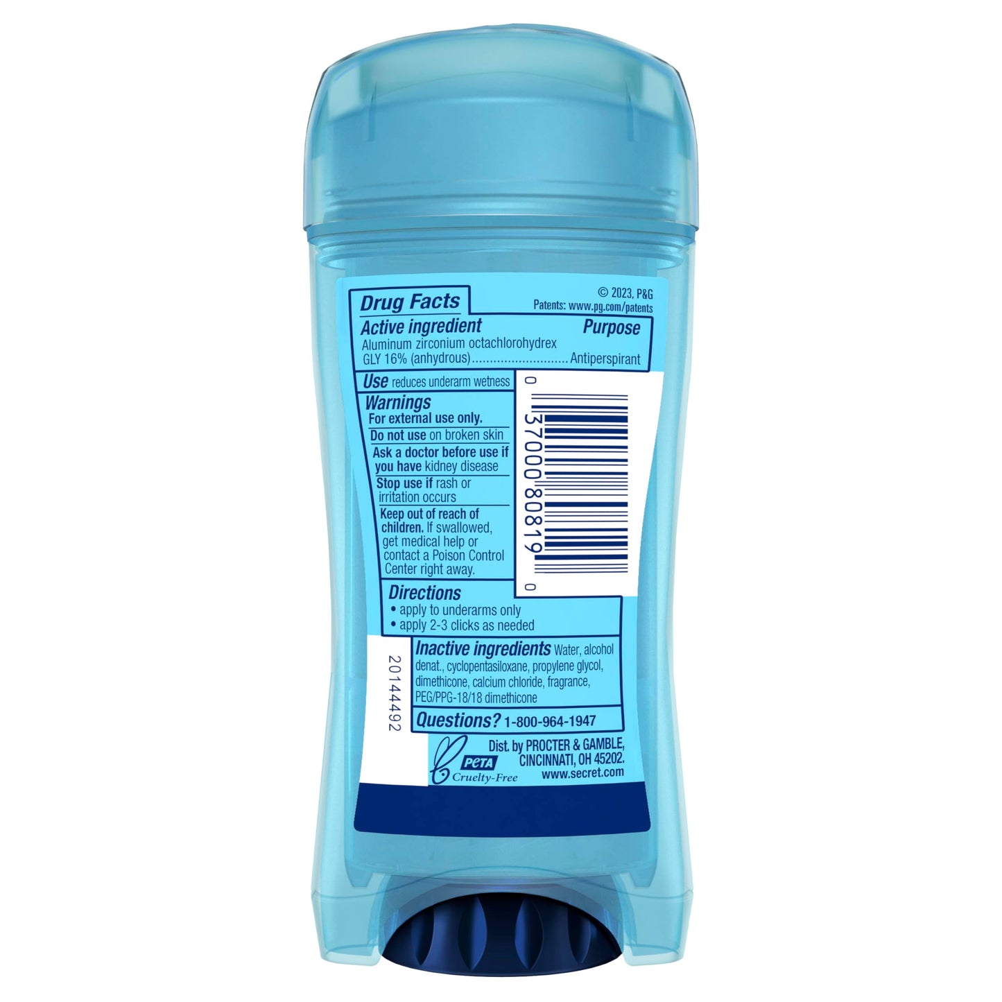 Secret Outlast Antiperspirant Deodorant for Women, 72hr Sweat & Odor Protection, PH Balancing Minerals, Clear Gel, Protecting Powder Scent, 2.6 oz