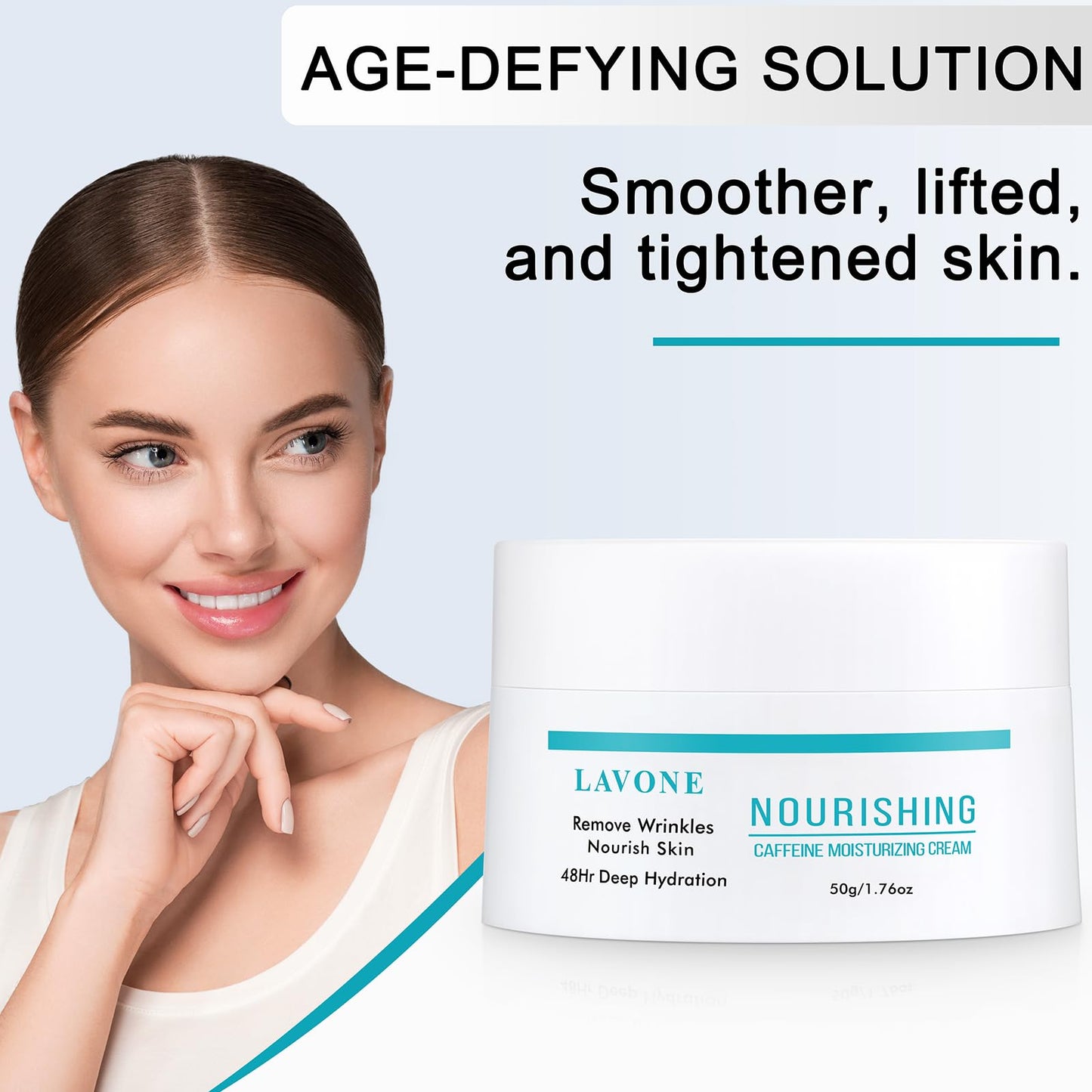 LAVONE Face Moisturizer Moisturizer Face Cream for Women and Men with Caffeine, Hyaluronic Acid, Vitamin E/C | Daily and Night Facial Moisturizer | For Dry, Oily, Sensitive, and Acne-Prone Skin