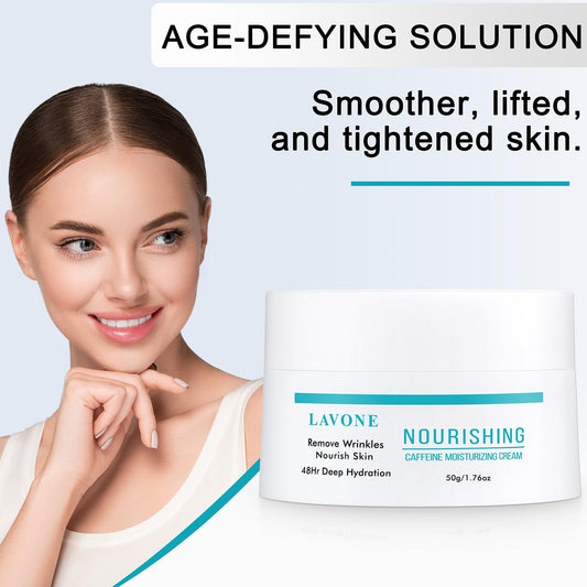 LAVONE Face Moisturizer Moisturizer Face Cream for Women and Men with Caffeine, Hyaluronic Acid, Vitamin E/C | Daily and Night Facial Moisturizer | For Dry, Oily, Sensitive, and Acne-Prone Skin