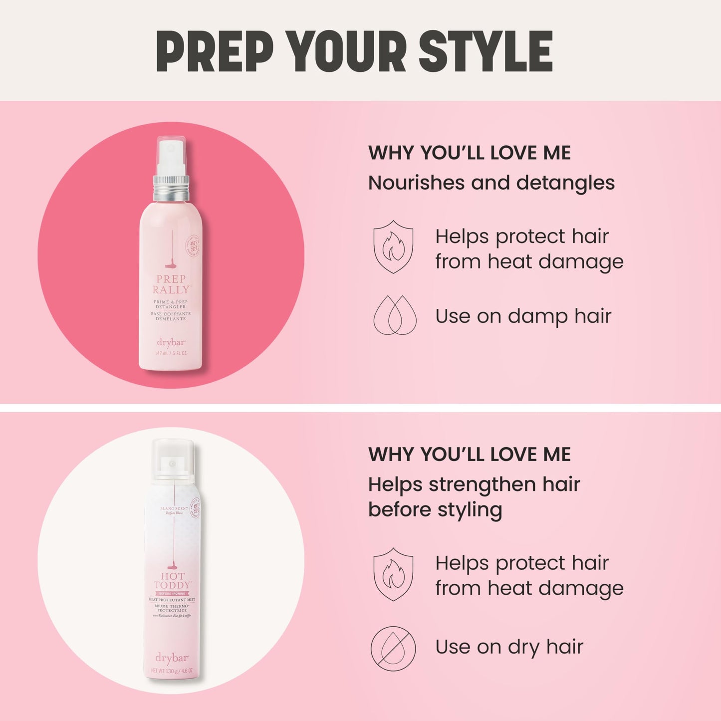 Drybar Prep Rally Prime & Prep Detangler Noir Scent - Full Size | Nourishes Hair, Detangles with Ease, Leaves Hair Soft & Manageable, Protects Hair, Cruelty Free