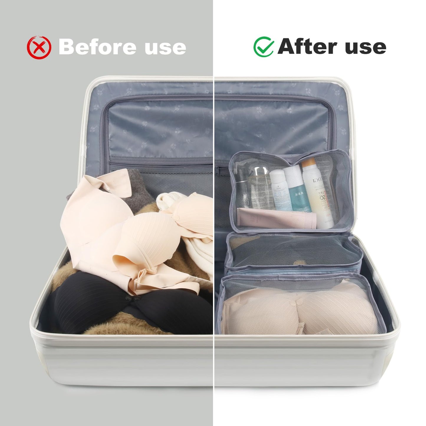 CvoMep 12 Pcs Packing Cubes Luggage Organizers Small Mesh Clothing Underwear Bag Foldable Laundry Bags for Travel Hiking Camping Backpacking