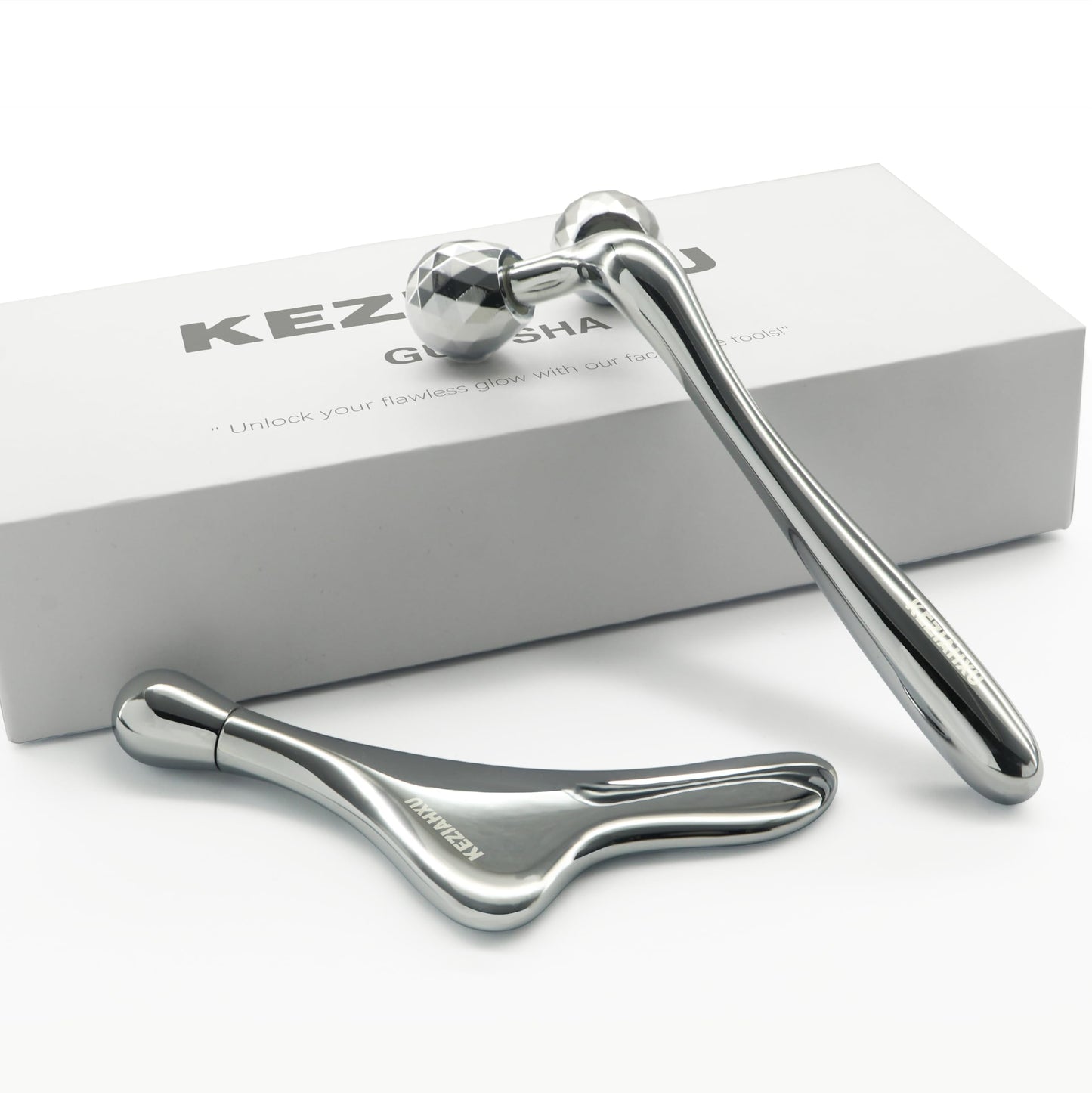 KEZIAHXU Face Roller Massage Skin & Gua Sha Facial Tools, Eye Roller for Puffy Eyes, Cream Applicator for Lift 4-in-1,Massage Tool for Face Neck Eye Body Skin Care. Skin Care Gift for Women.