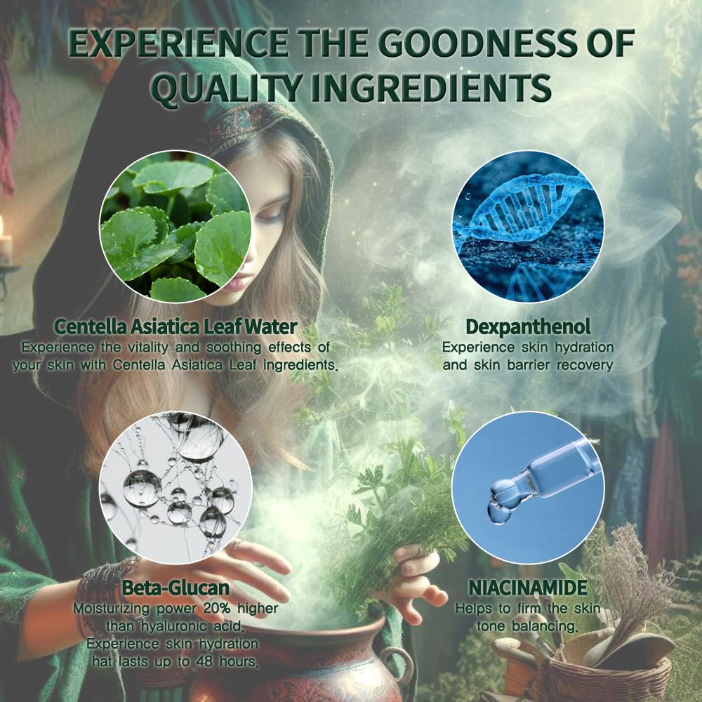 Kranicell Cica Derma Repair Serum, Centella Asiatica Leaf Water 58%+Niacinamide 4%+ Beta-Glucan Serum, Korean Skin Care 1.69 fl. oz. Vegan skin for Hydrating, Skin Elasticity, Repair Damaged Skin