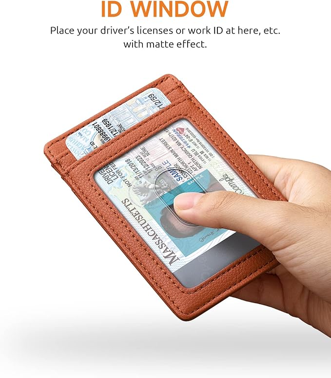 Buffway Mens Slim Wallet, Minimalist Thin Front Pocket Leather Credit Card Holder with RFID Blocking for Work Travel