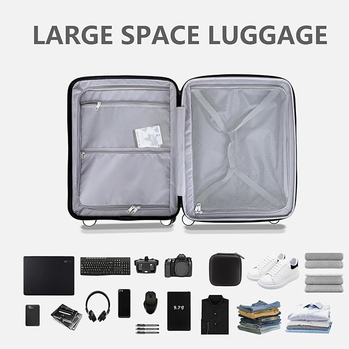 28 Inch Luggage with Spinner Wheels, Lightweight Expandable PC Hardside Large Checked Luggage with TSA Lock, Durable Rolling Suitcase, Champagne