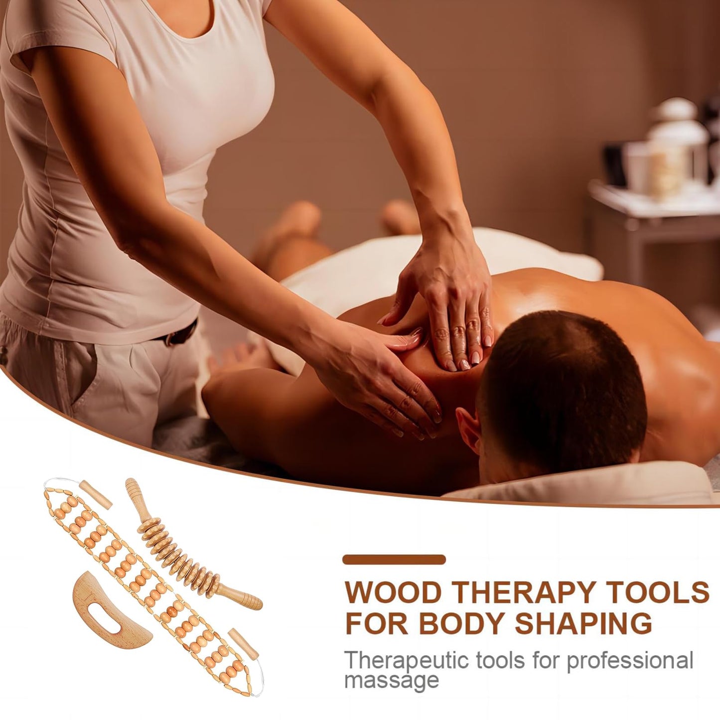 3PCS Wood Therapy Massage Tools, Lymphatic Drainage & Body Sculpting Wooden Massager, Maderoterapia Anti-Cellulite Tool for Deep Tissue Massage, Pain Relief & Muscle Recovery