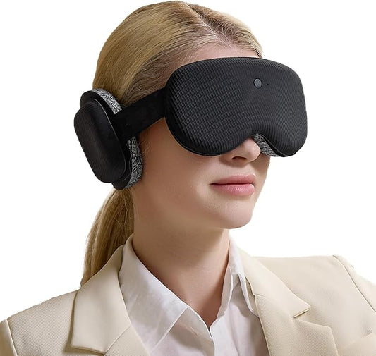 CLOZIA Sleep Headphones Wireless Bluetooth, White Noise Bluetooth Sleep Mask with 12 Soothing Sound, Sleep Mask with Bluetooth Headphones for Travel Yoga Office Meditation, Black