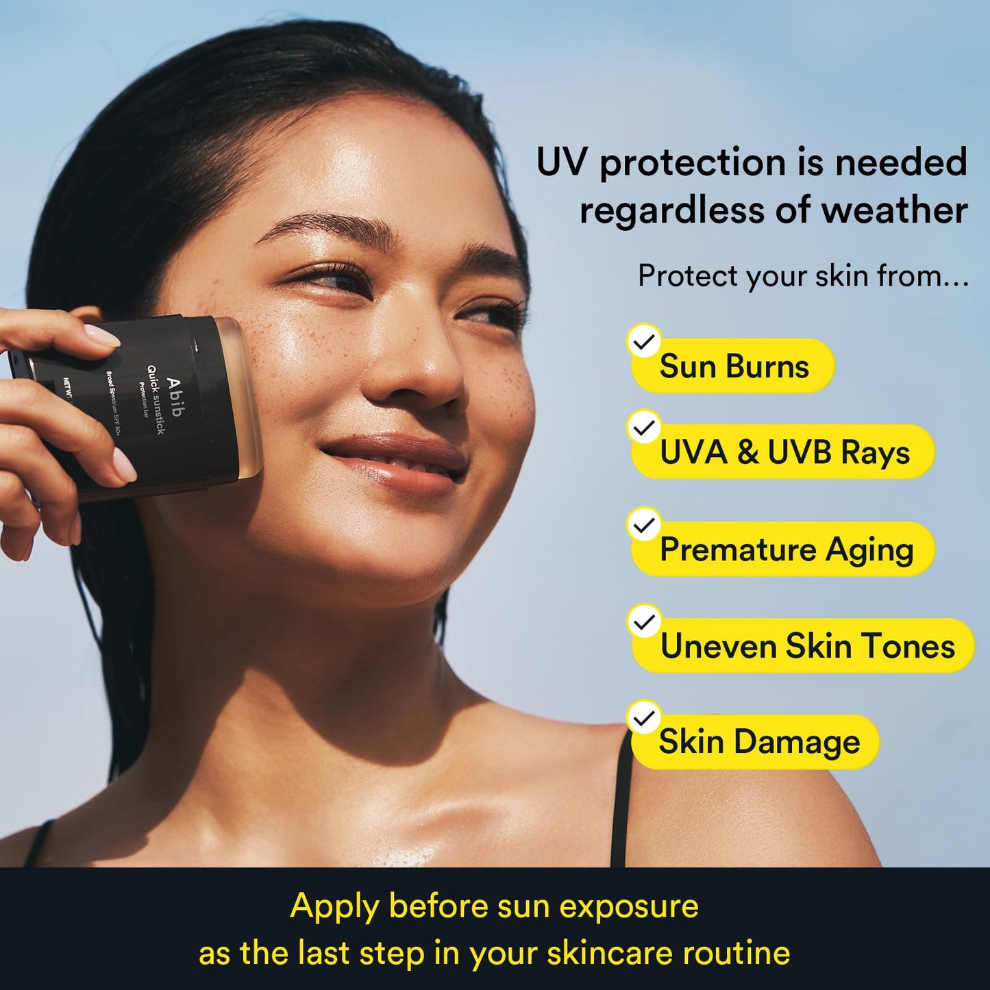 Abib Quick Sunstick Protection Bar SPF50+ 0.77 oz / 22 g (Glowing) | Korean Suncreen Stick Suncare Sunblock, No Whitecast, Protector Solar Barra, Centella Asiatica Extract, Aloe Extract