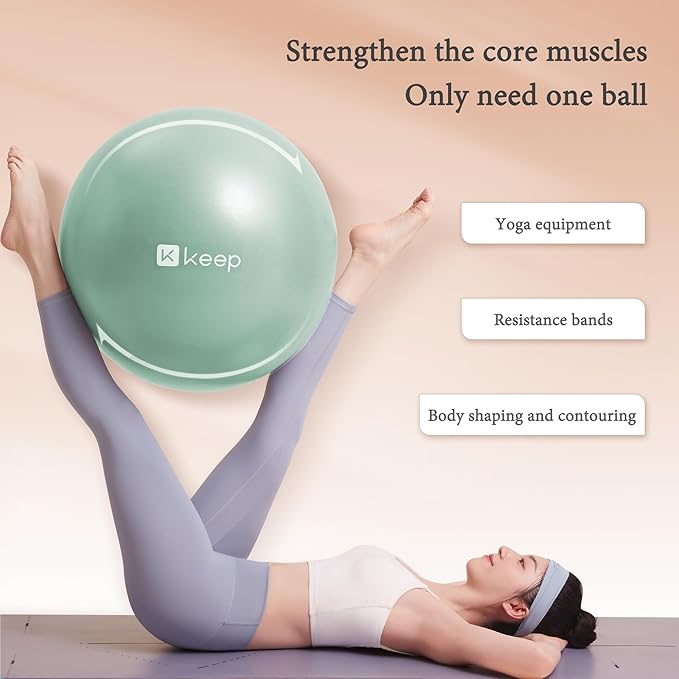 KEEP Pilates Small Exercise Ball Anti-Burst - Thickened Yoga Ball With Pump for Physical Therapy, Fitness, Workout, and Core Strength