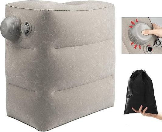 Inflatable Foot Rest for Air Travel,Airplane Travel Foot Rest Adjustable Height,Car/Airplane,Footrest Pillow with Pump for Office,Airplane,Train,Cars,Home