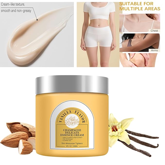 Champagne Lift Body Creme, Anti-Aging Skin Tightening with Lifting Formula, Deep Hydrates Dry Skin Arms & Legs. (Vanilla Flavour)